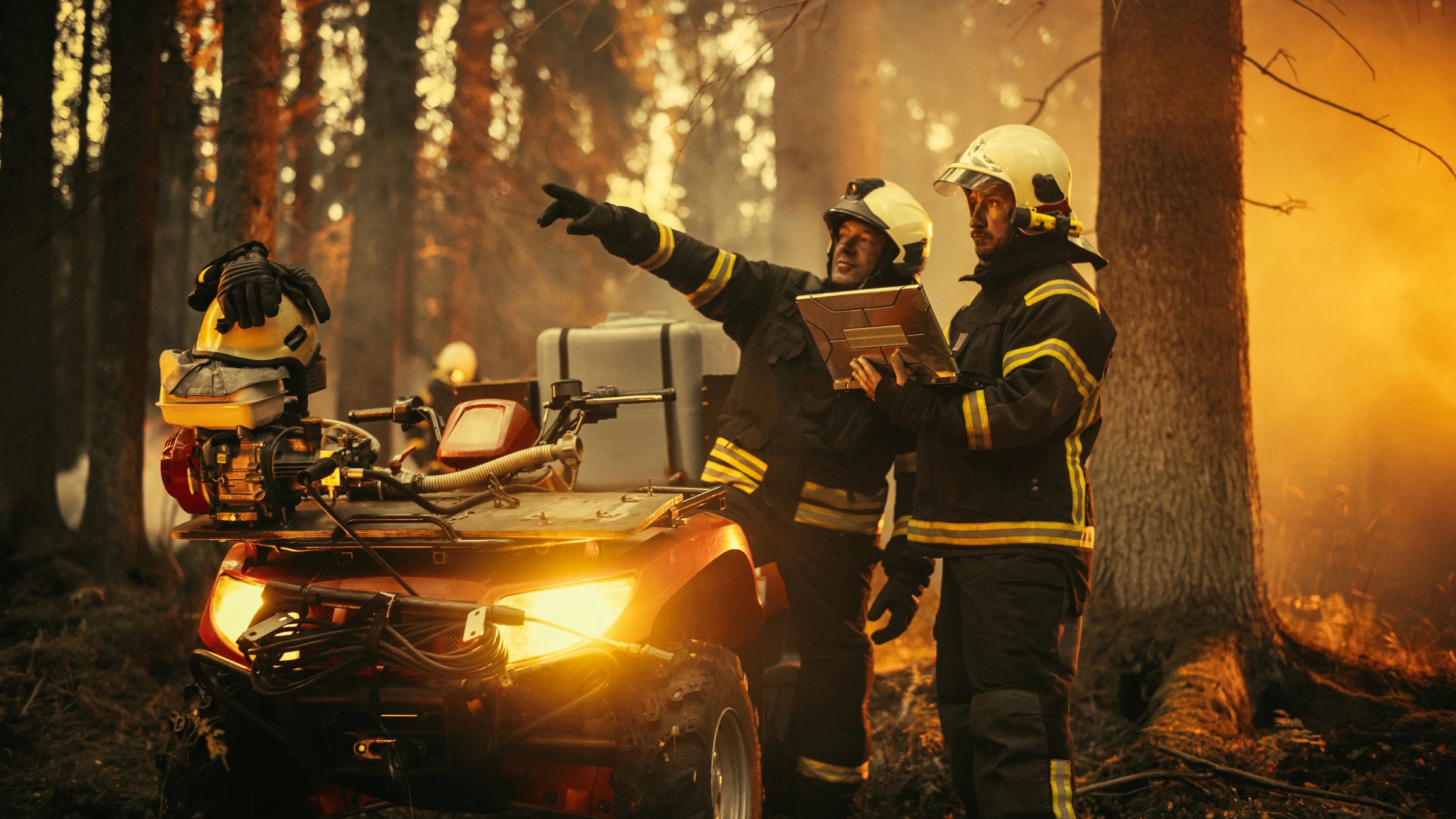 Wildland fire response planning with firefighters and an ATV